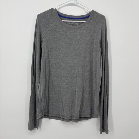 Free Fly Gray Bamboo Performance Crew Neck Long Sleeve Shirt Womens Size Large - Picture 1 of 10